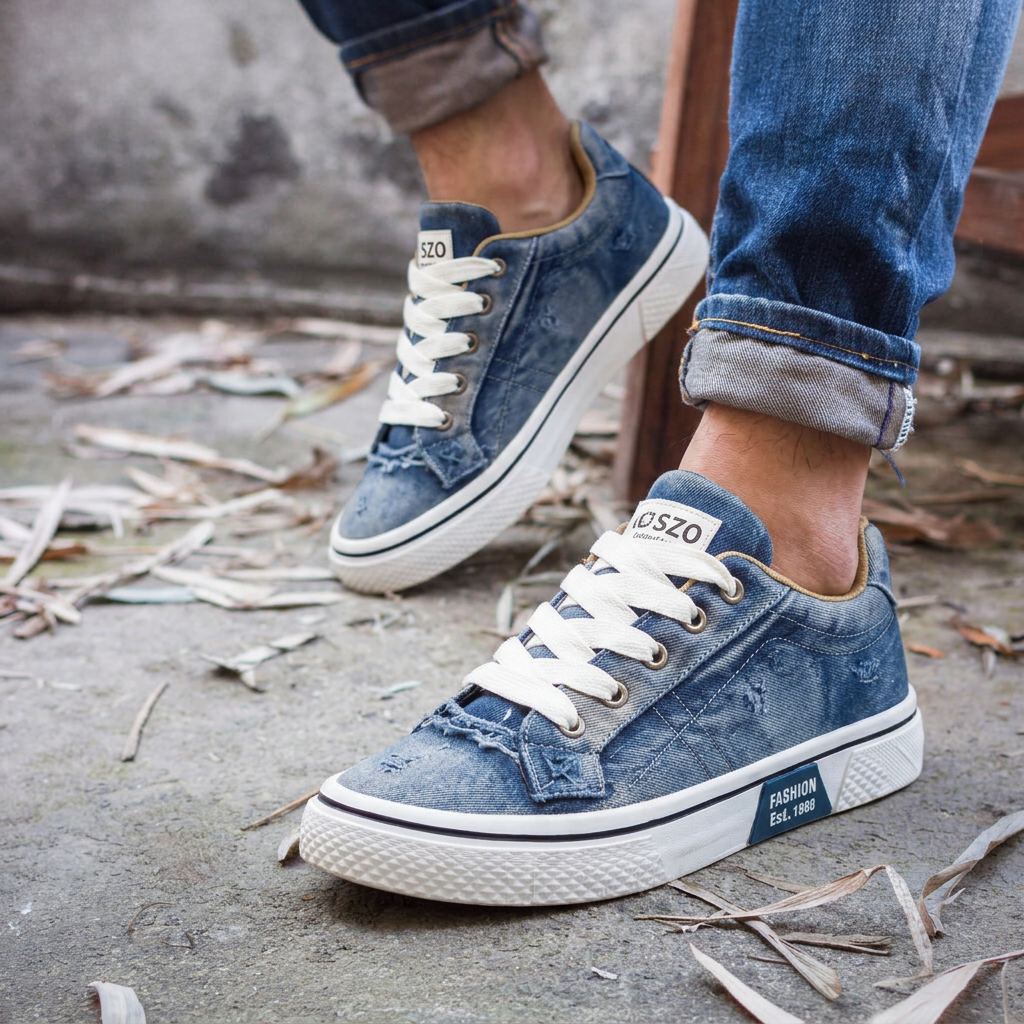DenimWalk — Low-Top Canvas Sneaker with Platform Sole