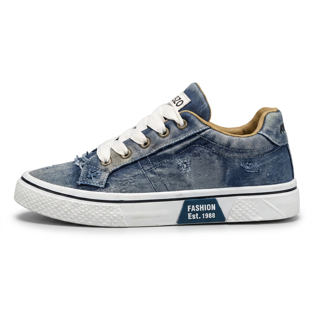 DenimWalk — Low-Top Canvas Sneaker with Platform Sole