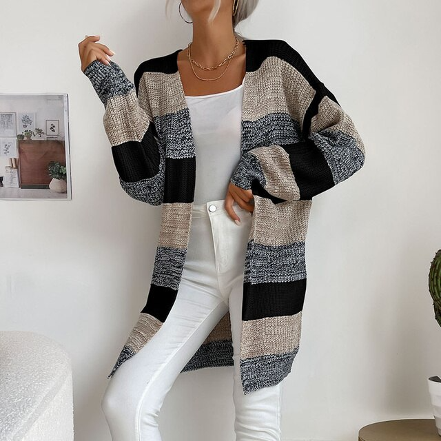 Patchwork Knitted Long Sweater | Ponty