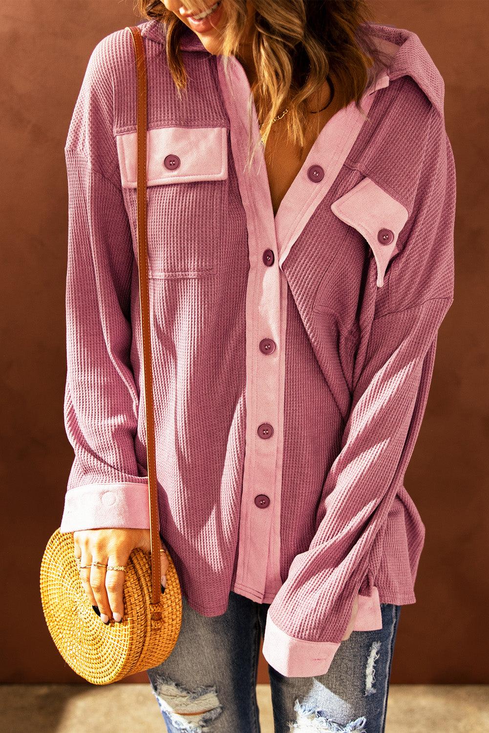 Men's shirt with long sleeves and contrast waffle knit | Ponty