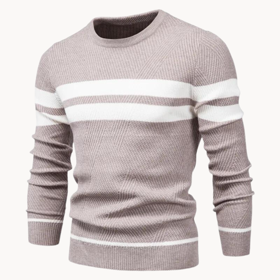 Zander Field Stripe Cotton Crewneck | Ponty