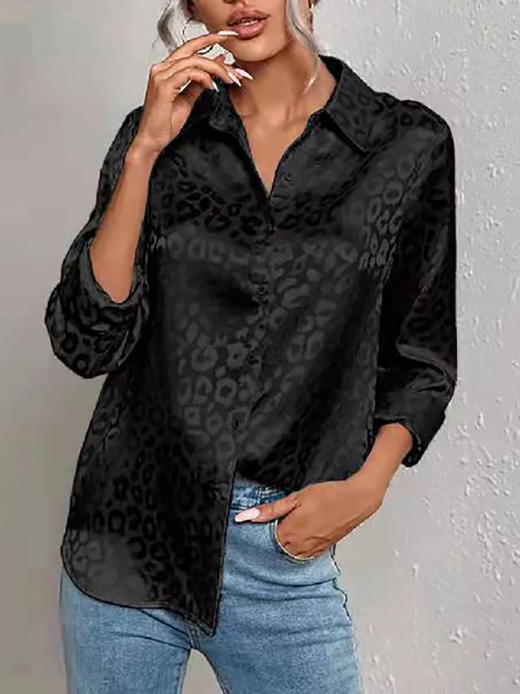 Women's leopard print jacquard blouse | Ponty