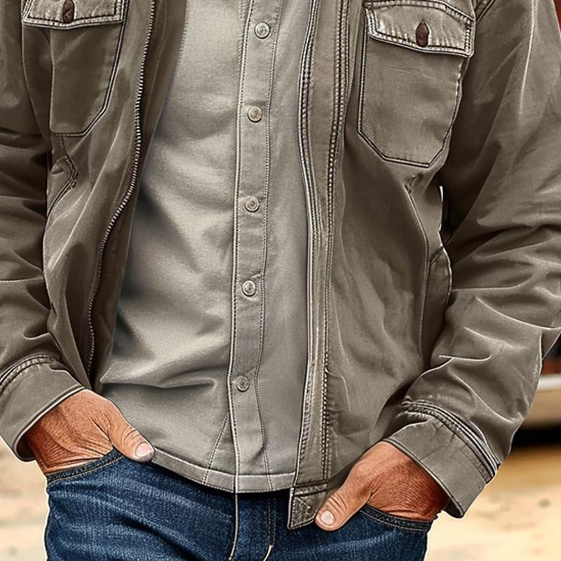 Men's Vintage Distressed Canvas Zip Jacket | Ponty