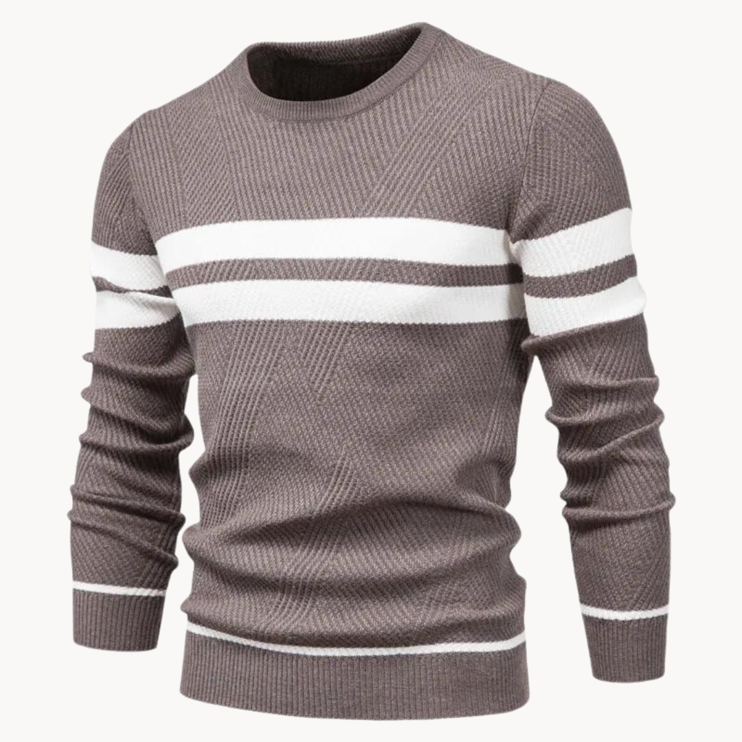 Zander Field Stripe Cotton Crewneck | Ponty