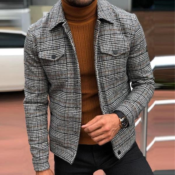Men's Lapel Plaid Pocket Men's Jacket | Ponty