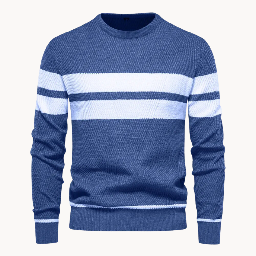 Zander Field Stripe Cotton Crewneck | Ponty