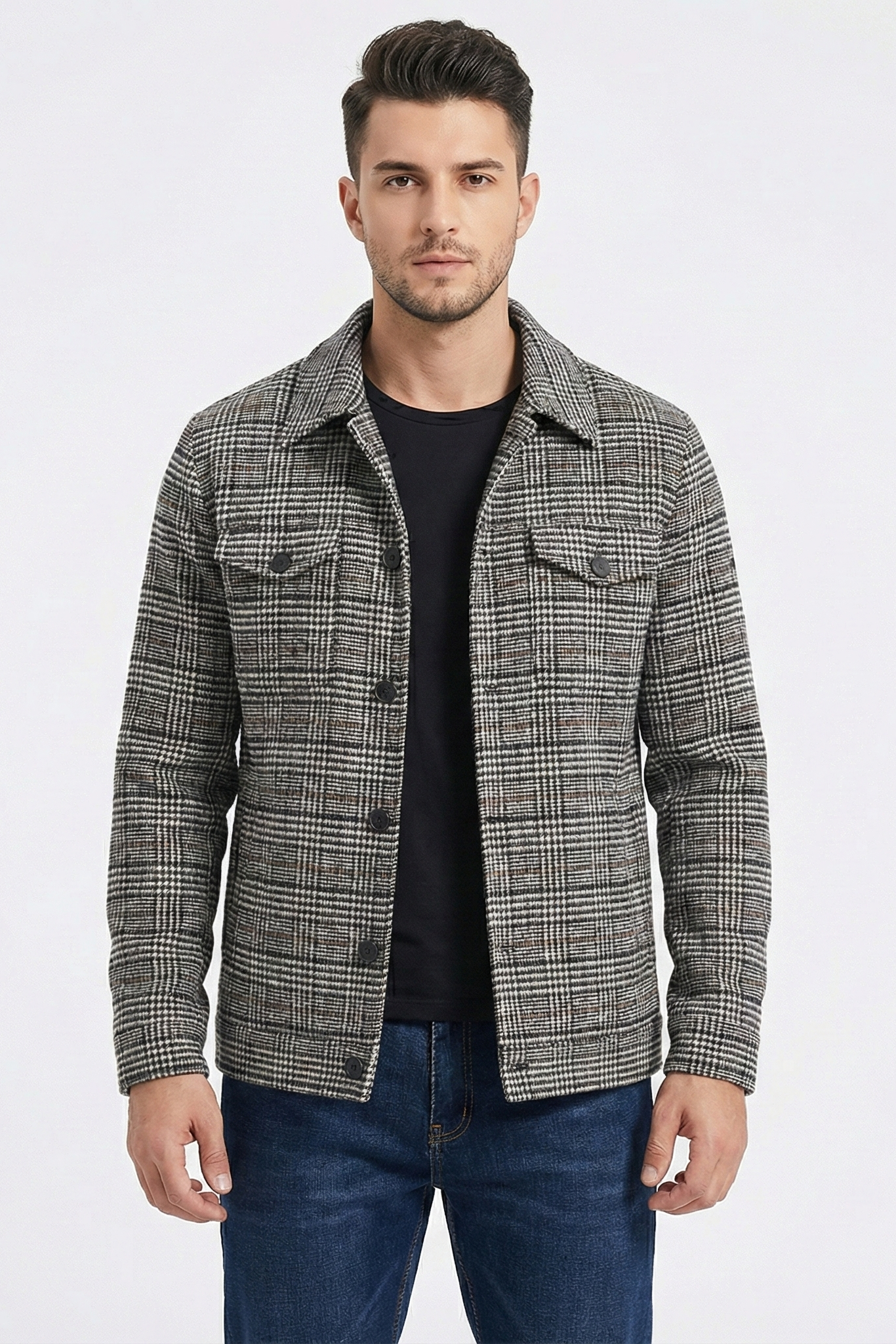 Men's Lapel Plaid Pocket Men's Jacket | Ponty