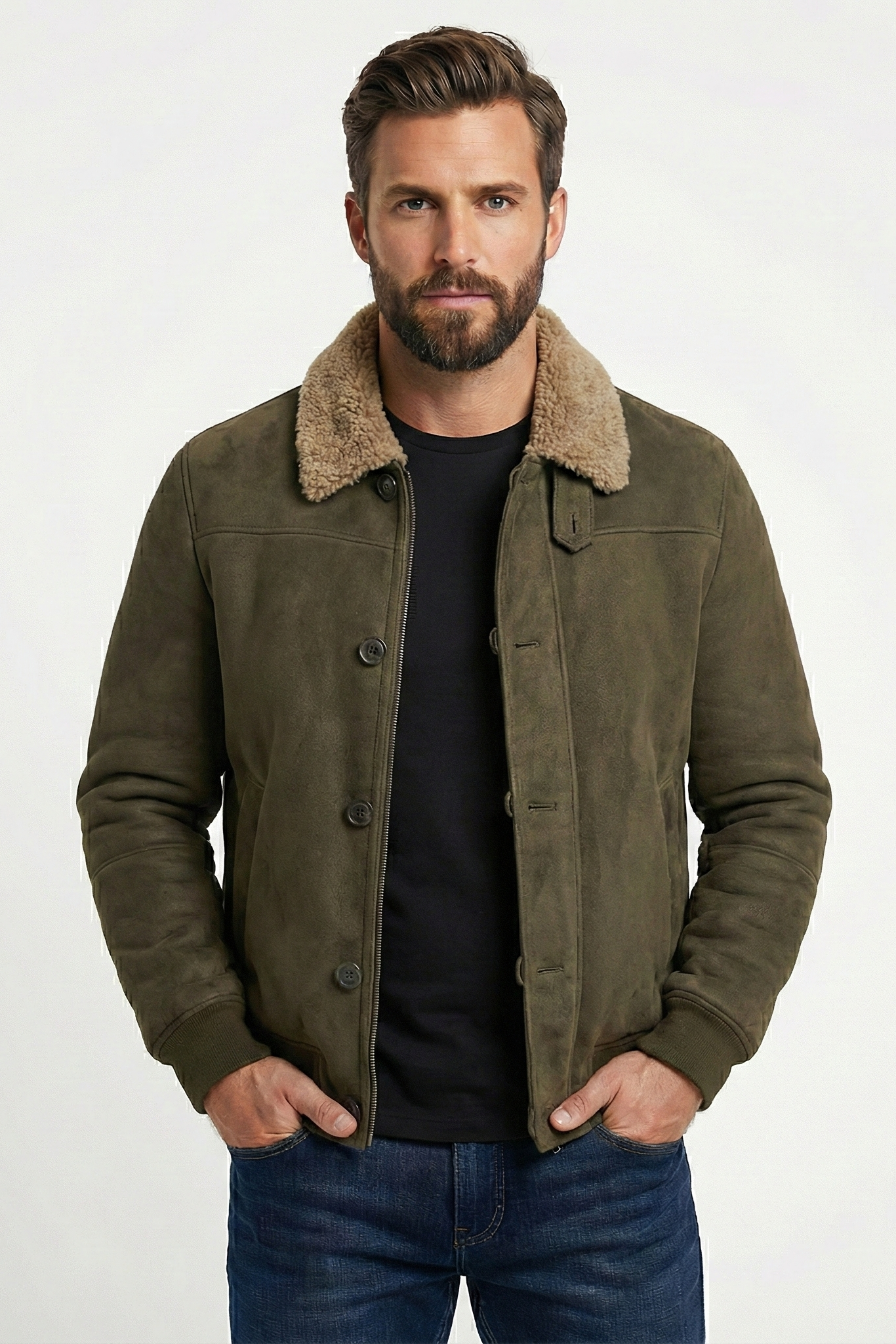 Men's Vintage Solid Color Suede Jacket | Ponty