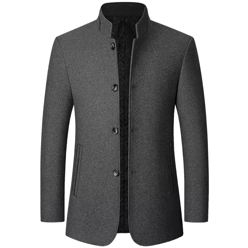 Men's Warm Wool Stand Collar Long Coat | Ponty