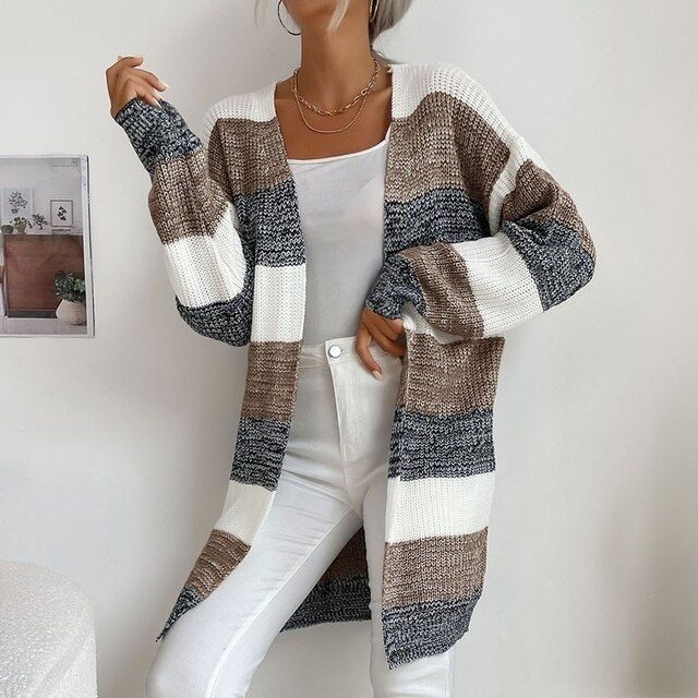 Patchwork Knitted Long Sweater | Ponty