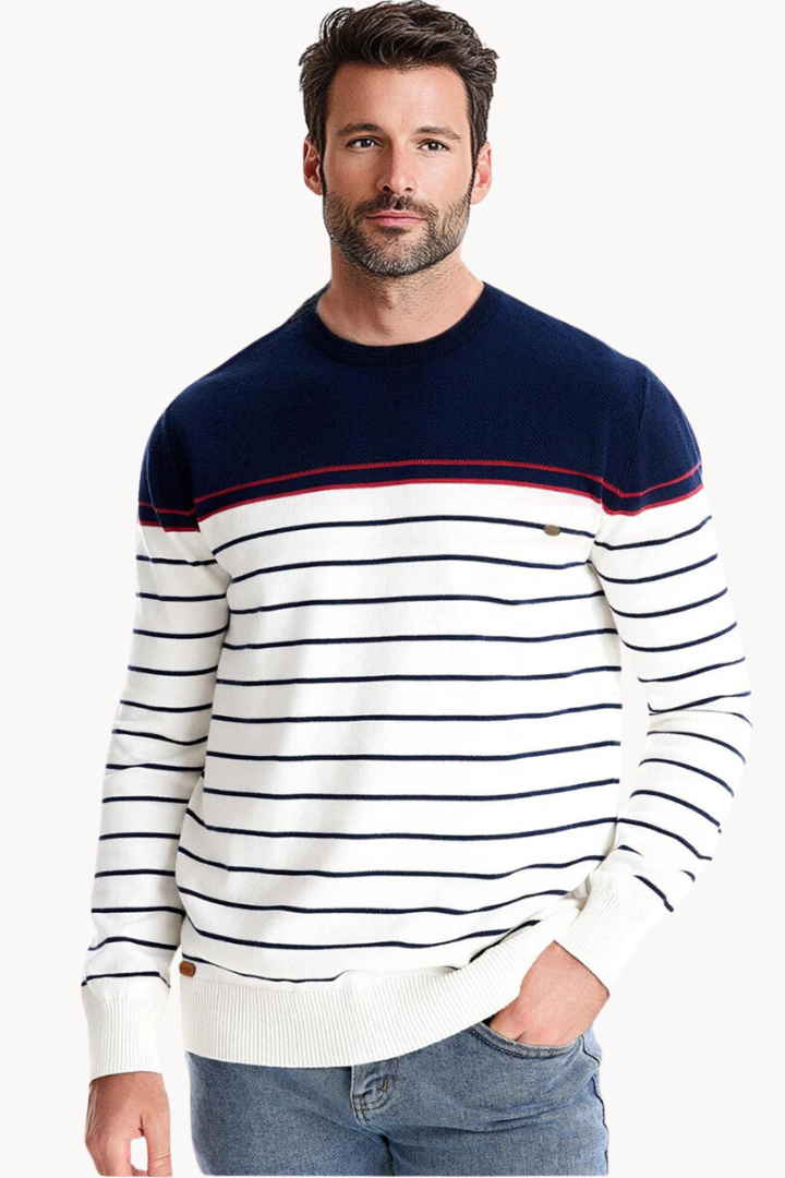Atlantic Stripe Cotton Sweater | Ponty