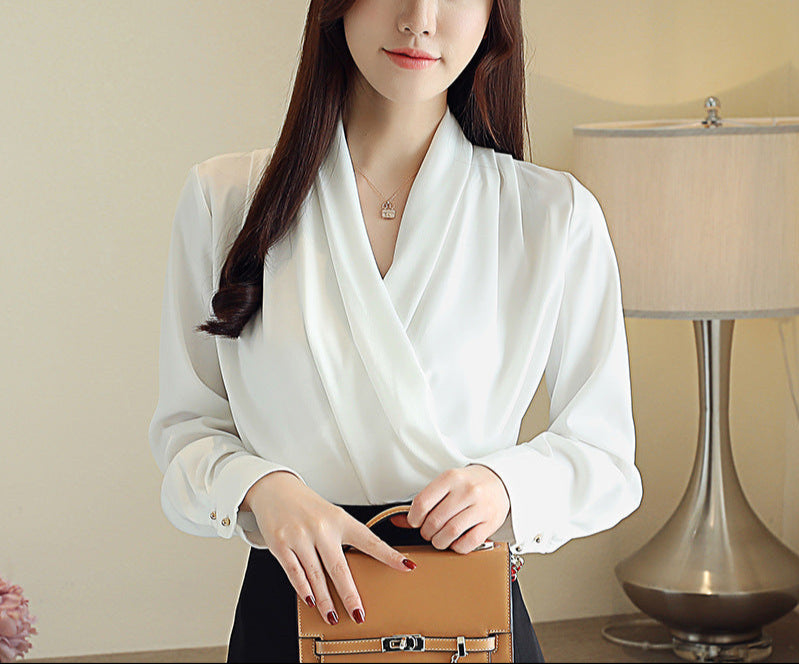 Women's soft pleated draped blouse with long sleeves | Ponty