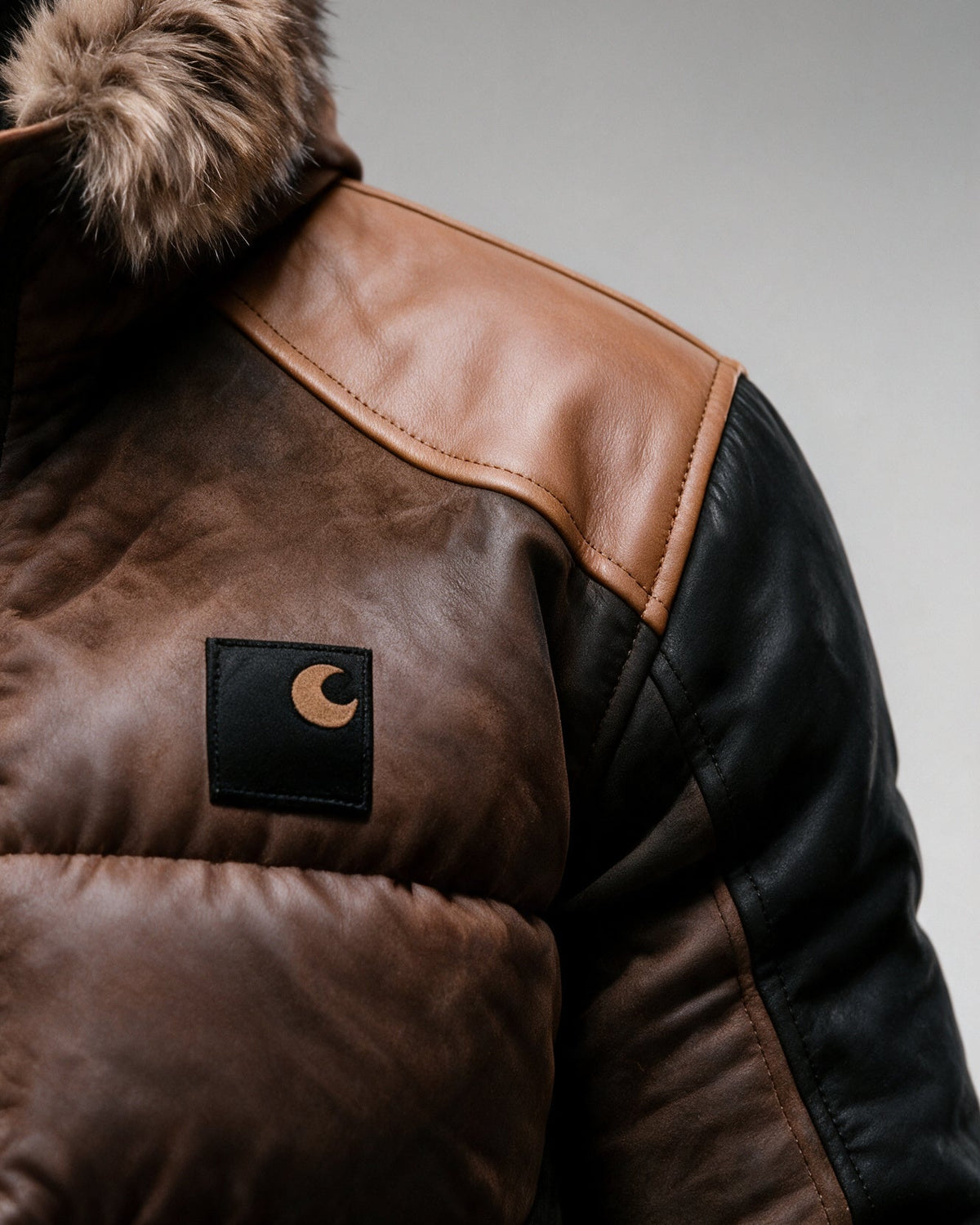 Stanhope shoulder panel and quilted body, close-up