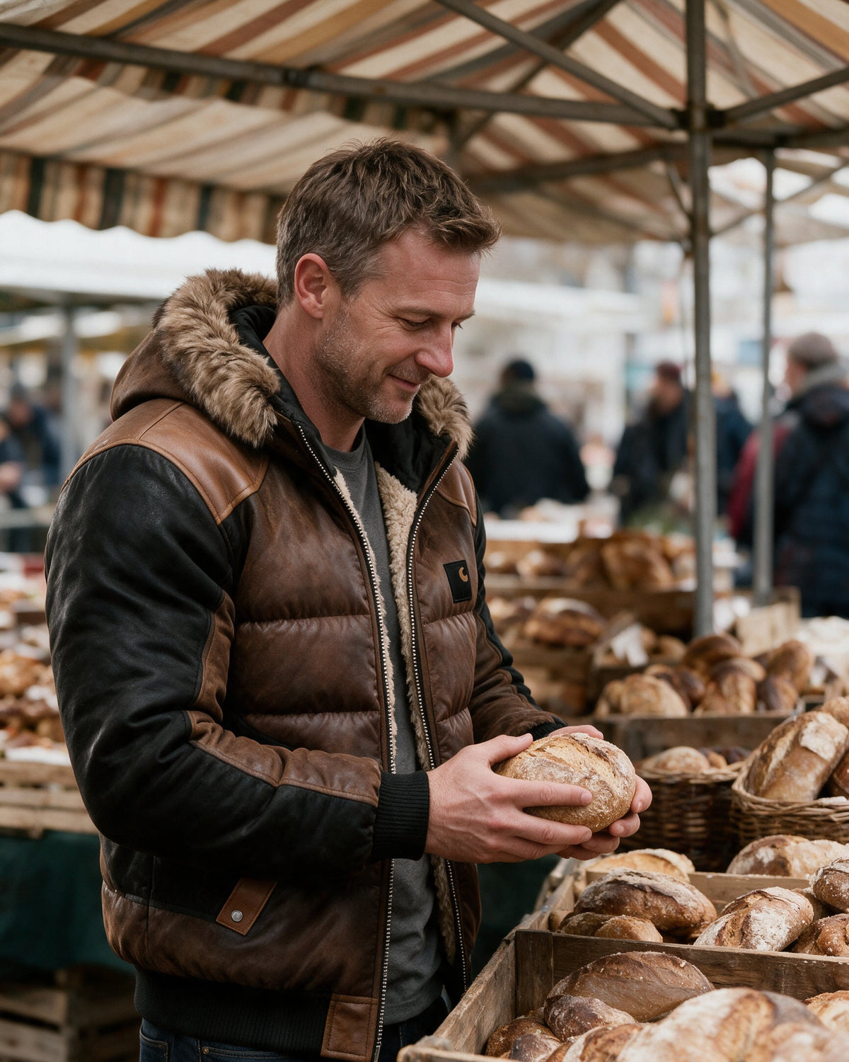 Stanhope hooded quilted jacket, at a weekend market