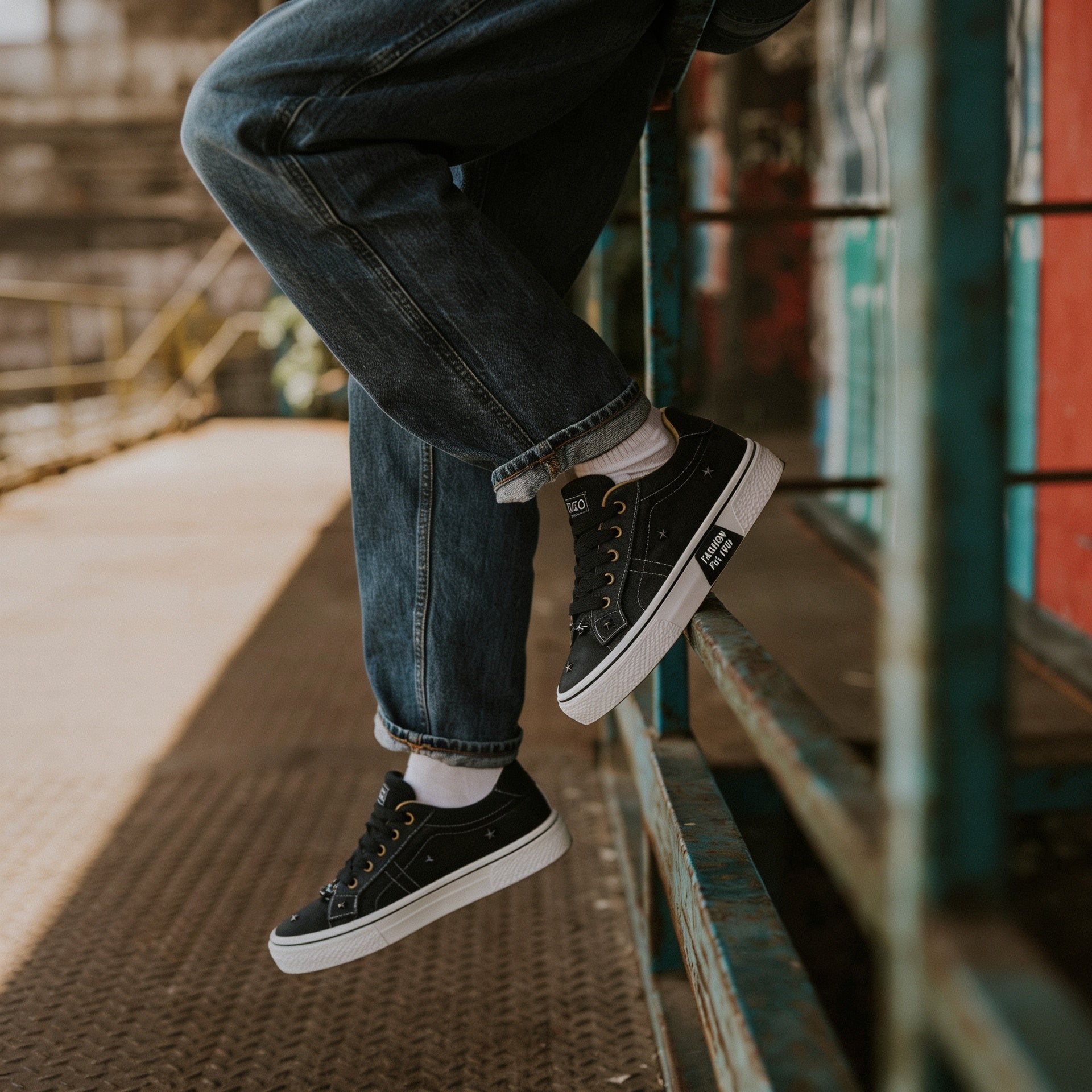 DenimWalk — Low-Top Canvas Sneaker with Platform Sole