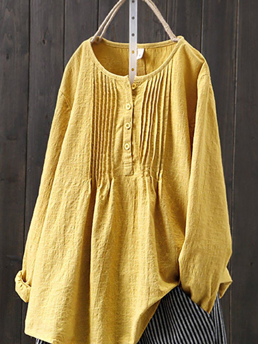 Women's retro cotton and linen casual shirt | Ponty