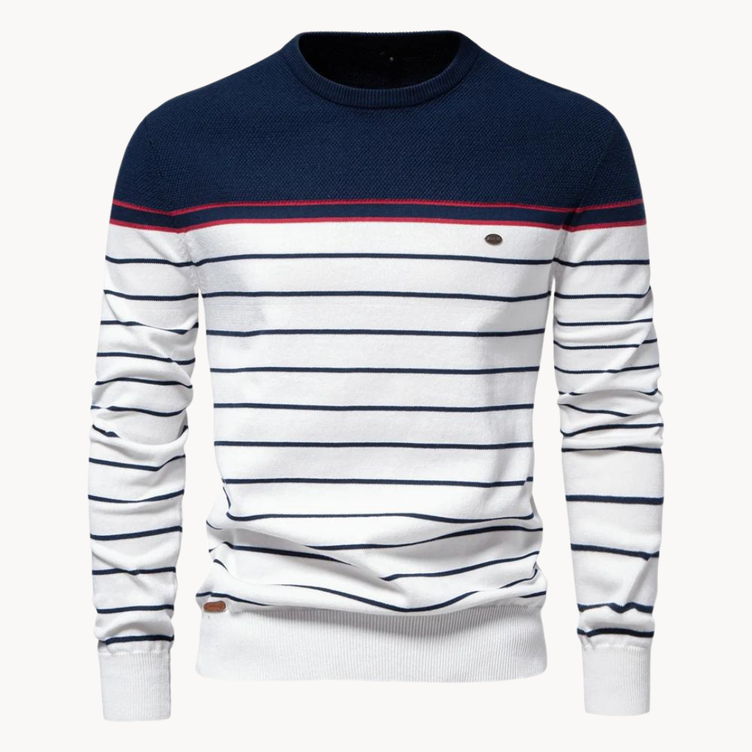 Atlantic Stripe Cotton Sweater | Ponty