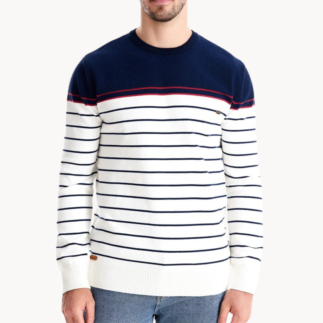 Atlantic Stripe Cotton Sweater | Ponty