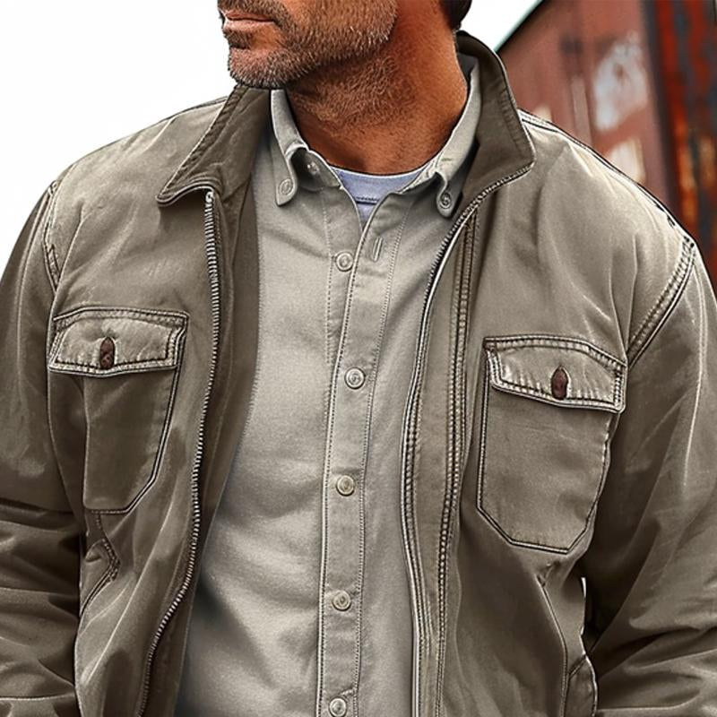 Men's Vintage Distressed Canvas Zip Jacket | Ponty