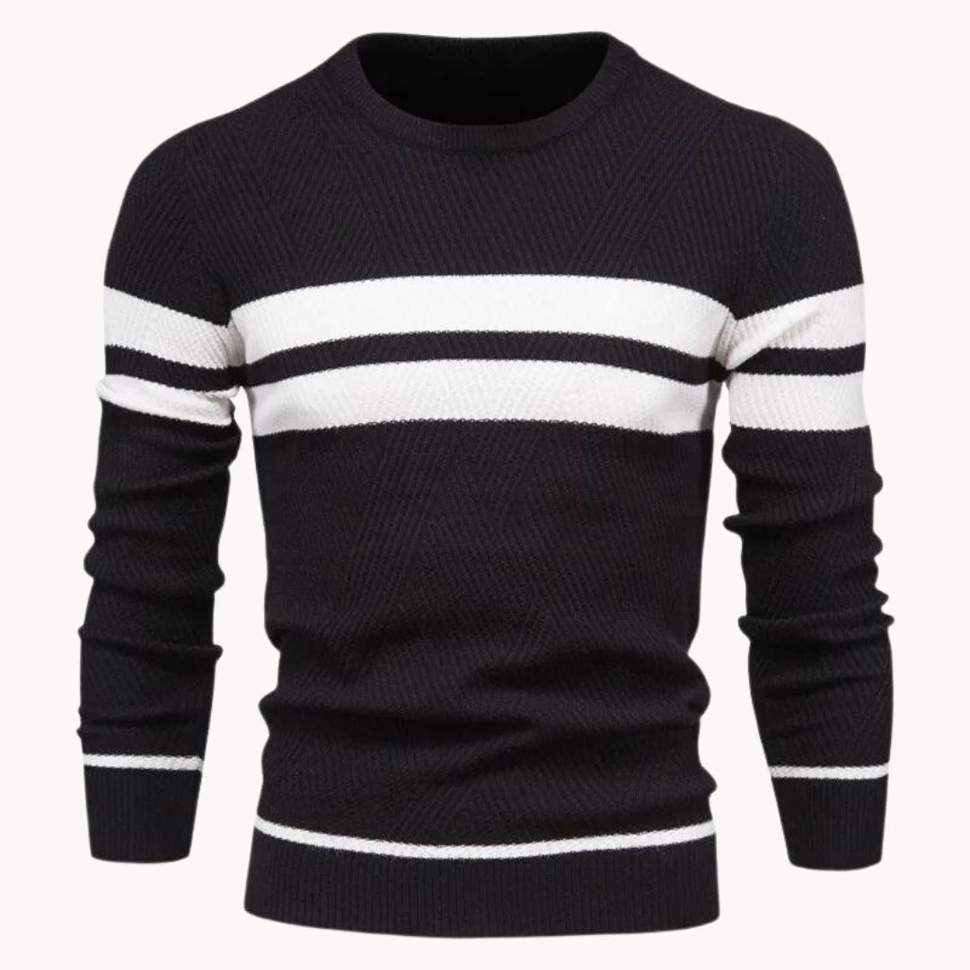 Zander Field Stripe Cotton Crewneck | Ponty