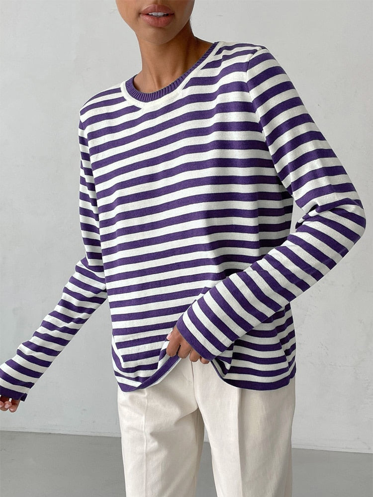 Striped Loose Sweater | Ponty