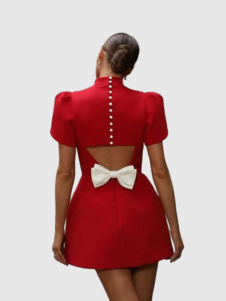 Elegant Hollow Tie Red Party Mini Dress – Timeless Summer Style | Ponty