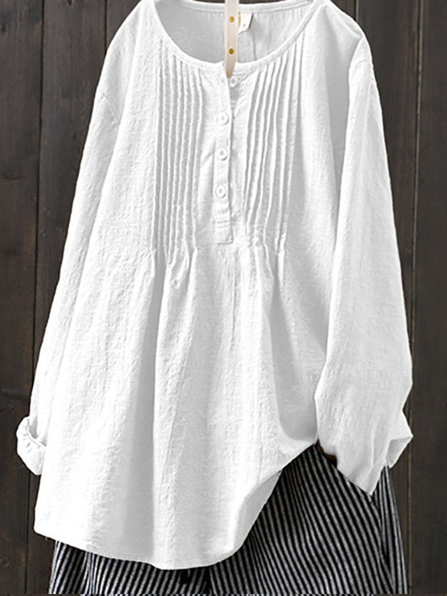 Women's retro cotton and linen casual shirt | Ponty