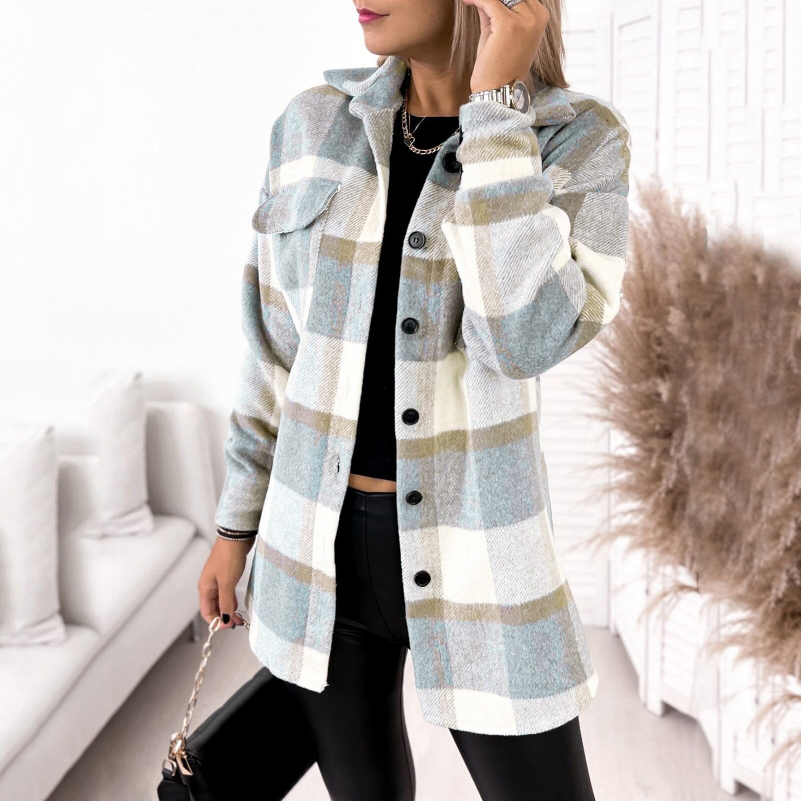 Breezy Check Collared Outerwear | Ponty