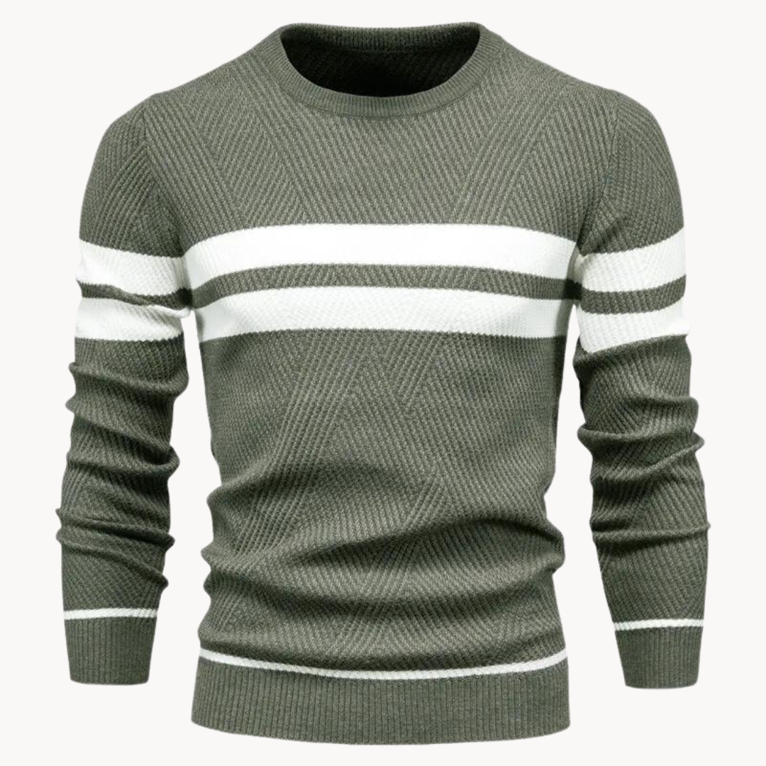 Zander Field Stripe Cotton Crewneck | Ponty