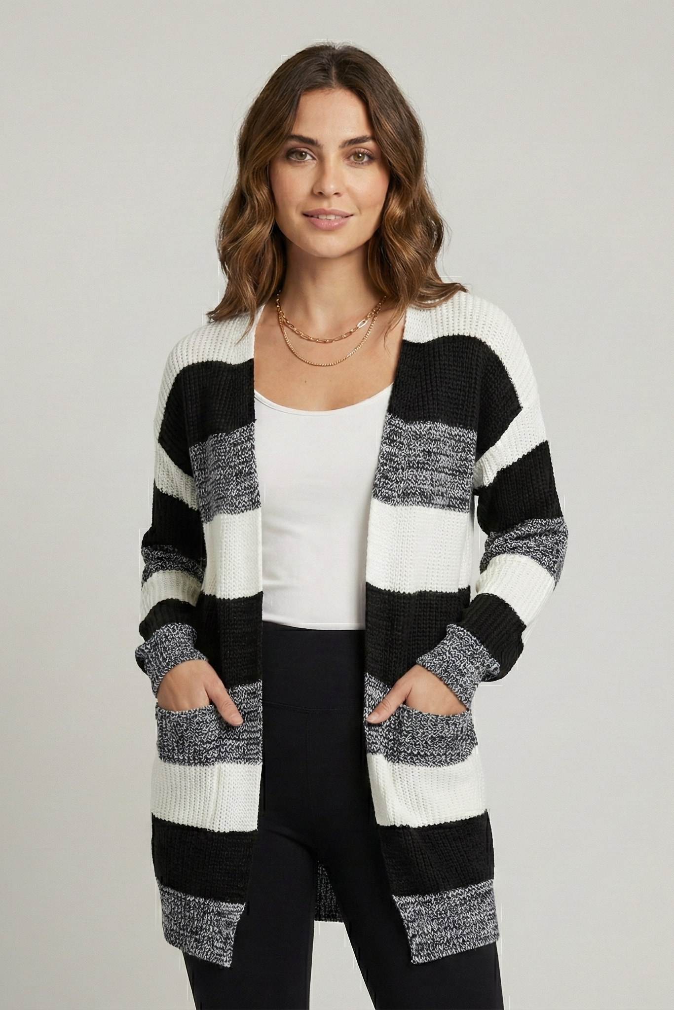 Patchwork Knitted Long Sweater | Ponty