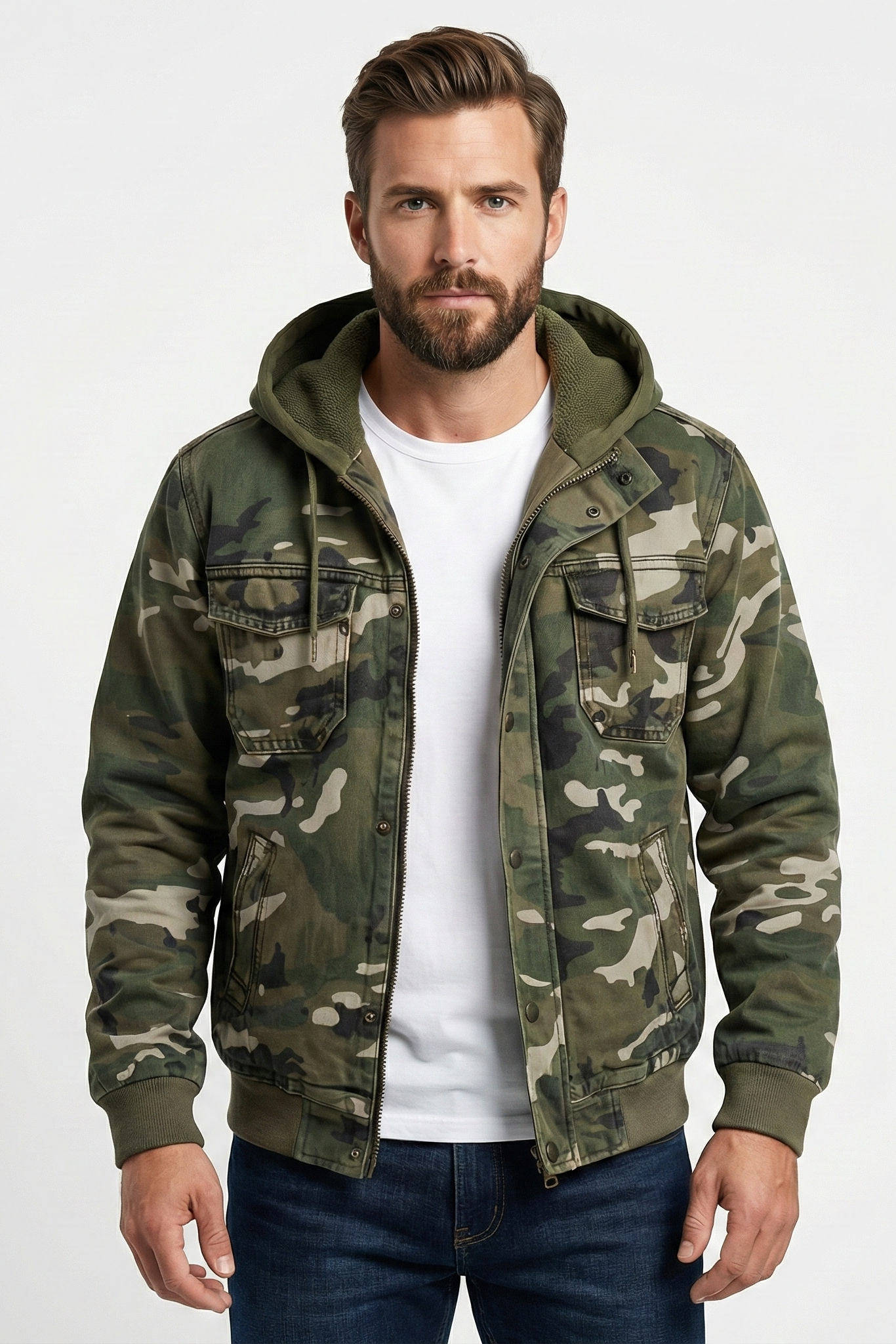 Men's Camouflage Zip Cargo Jacket | Ponty
