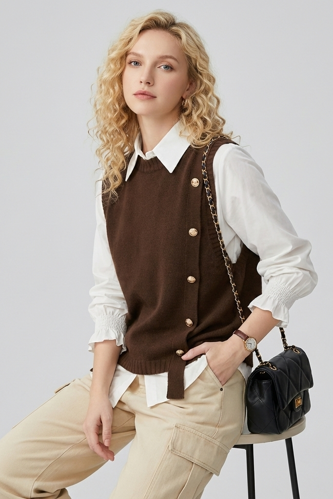 Solid Knitted Vest | Ponty