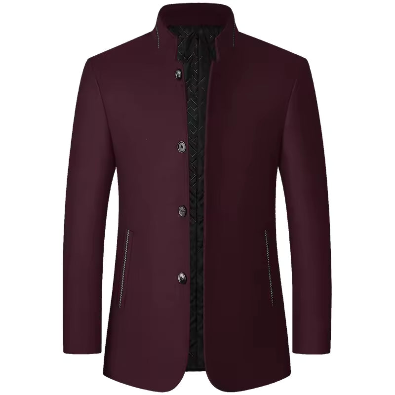 Men's Warm Wool Stand Collar Long Coat | Ponty
