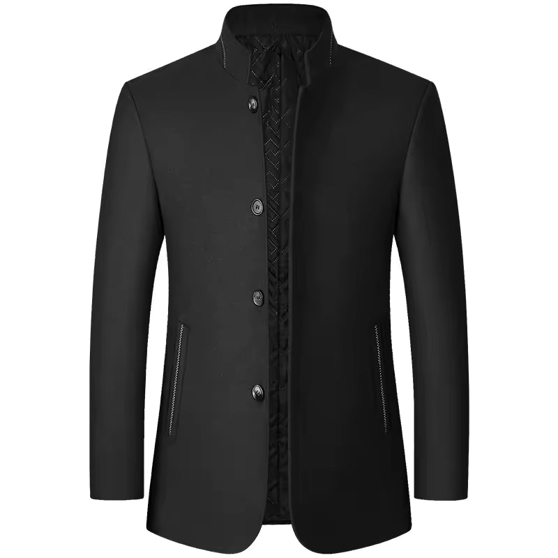 Men's Warm Wool Stand Collar Long Coat | Ponty