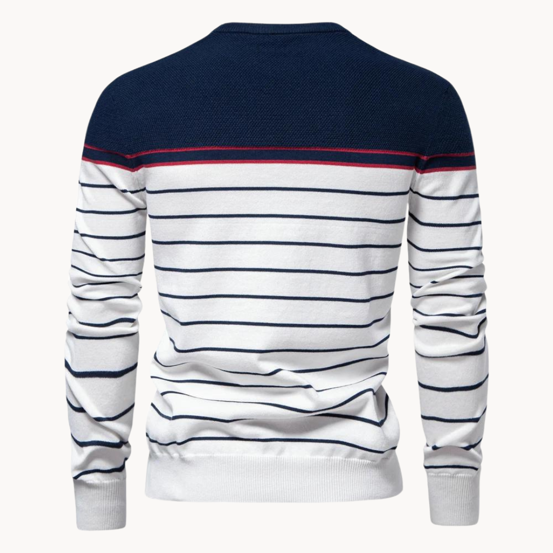 Atlantic Stripe Cotton Sweater | Ponty