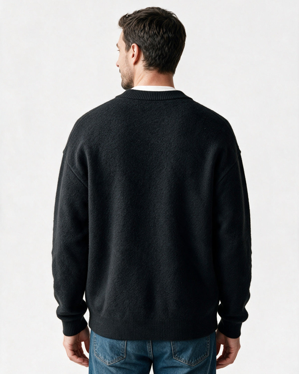 Beaufort cardigan black, back view