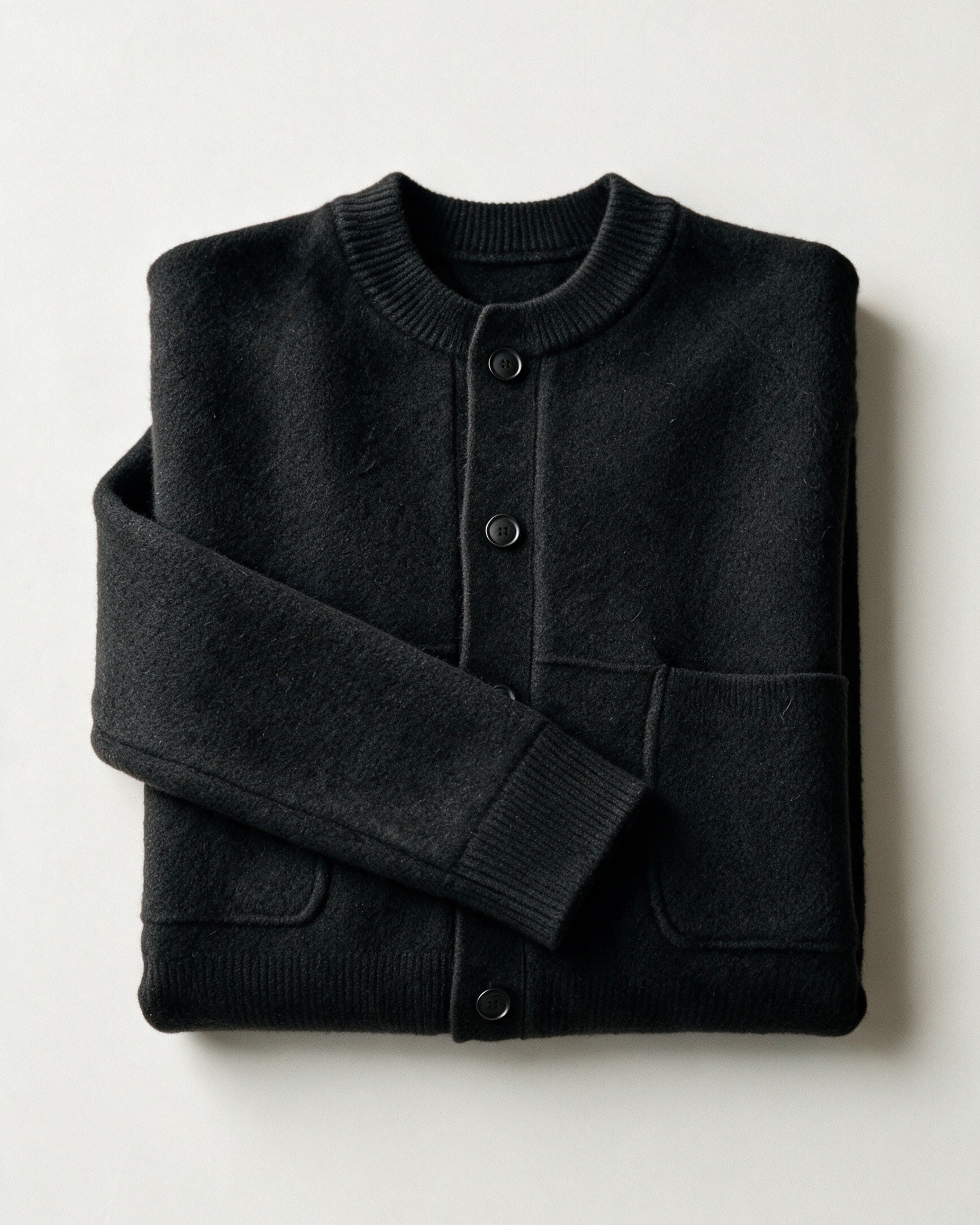 Beaufort cardigan folded, top view