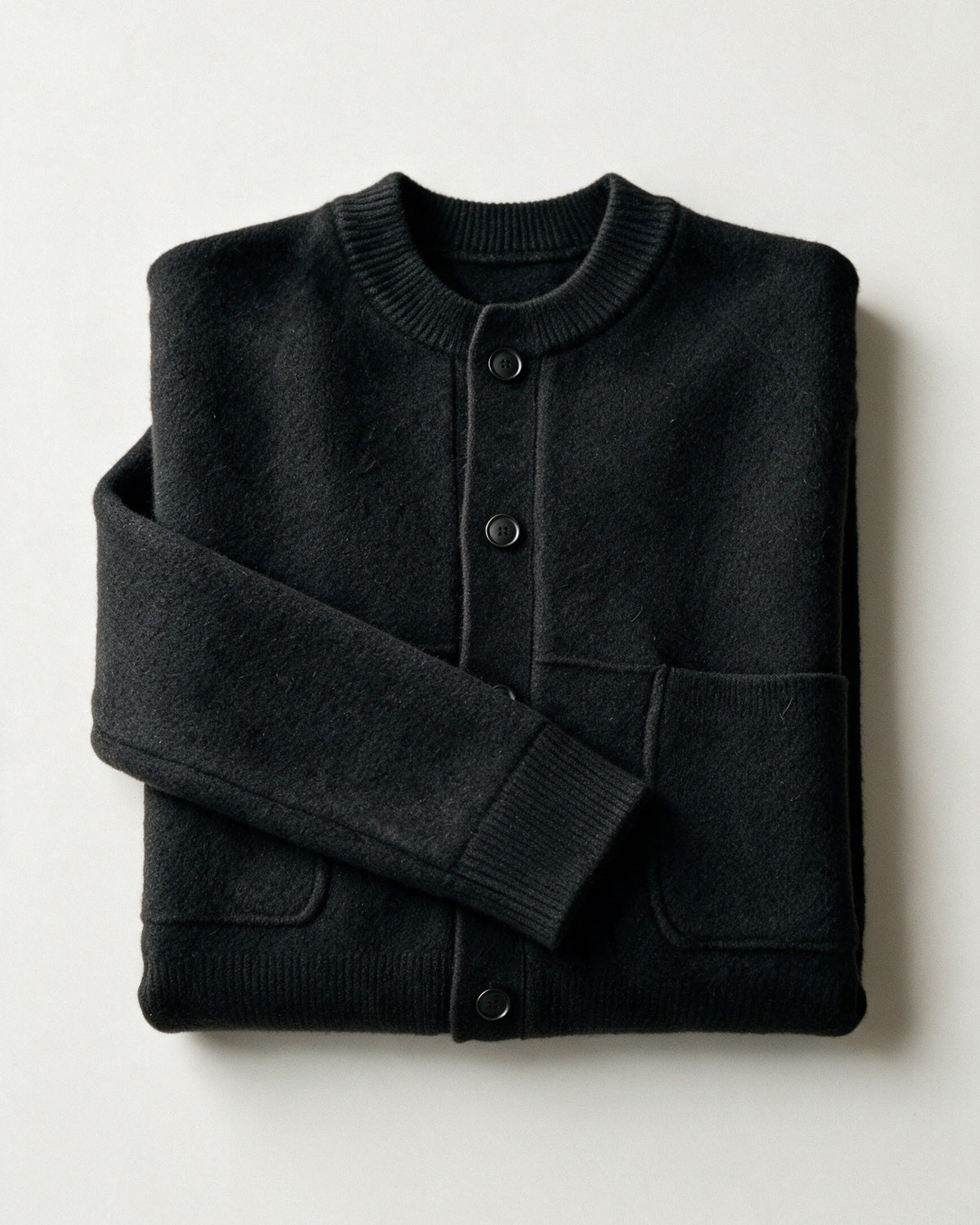 Beaufort cardigan folded, top view