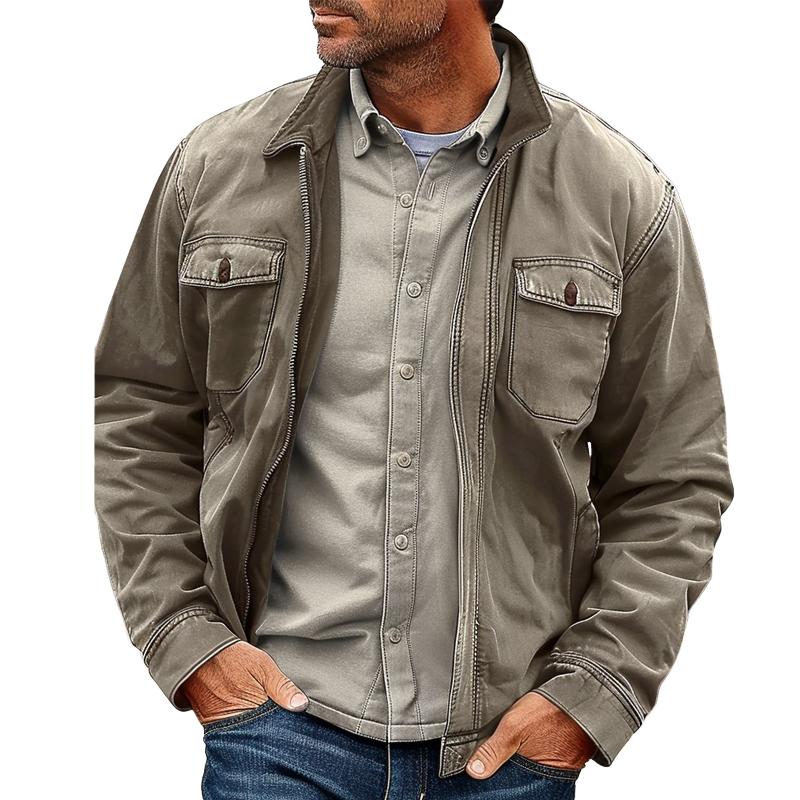 Men's Vintage Distressed Canvas Zip Jacket | Ponty