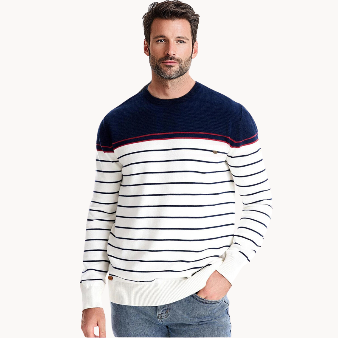 Atlantic Stripe Cotton Sweater | Ponty