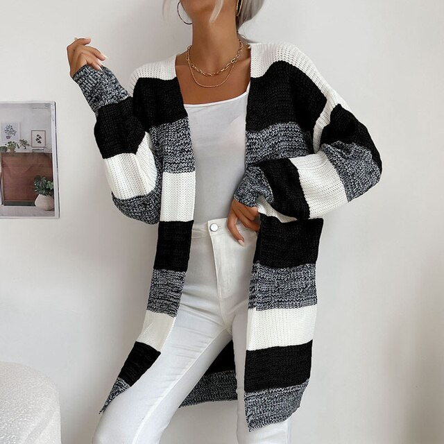 Patchwork Knitted Long Sweater | Ponty