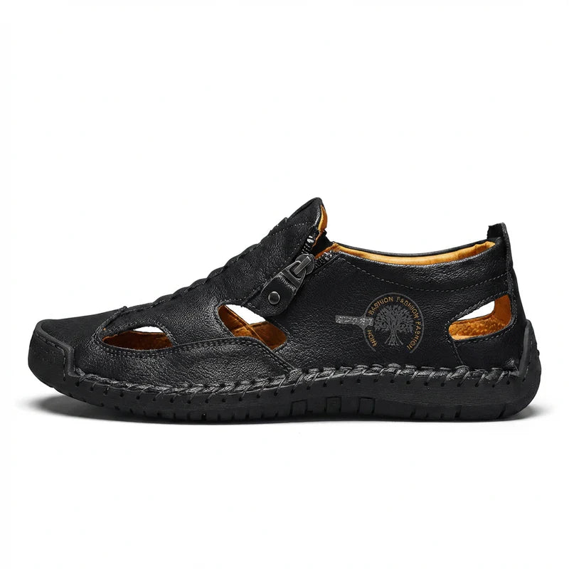 ZipStride — Hand-Stitched Leather Sandal with Ventilation