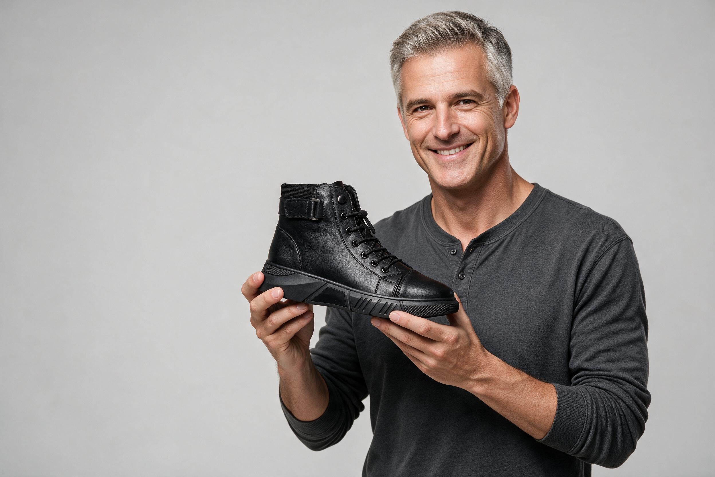 Man presenting the Ponty leather boot