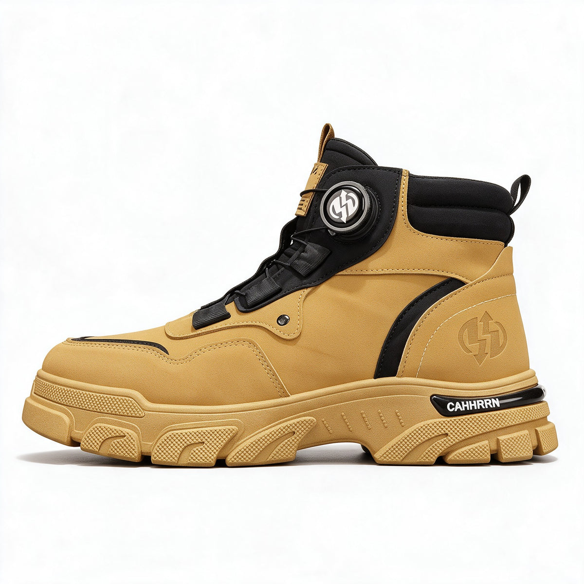 Torque dial-lace work boot in Yellow, side view