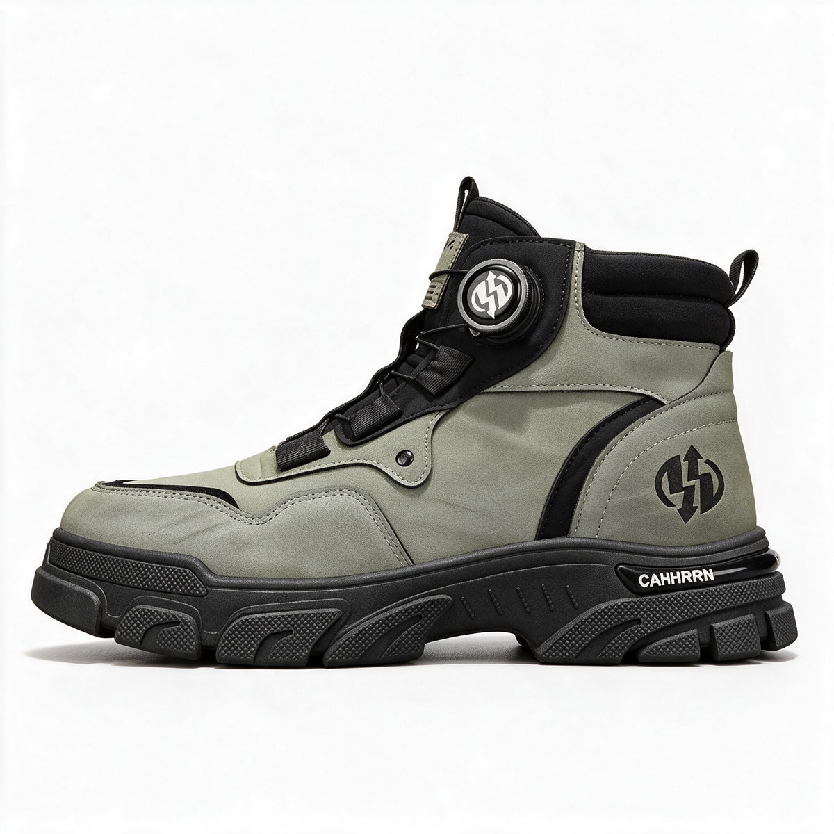 Torque dial-lace work boot in Green, side view