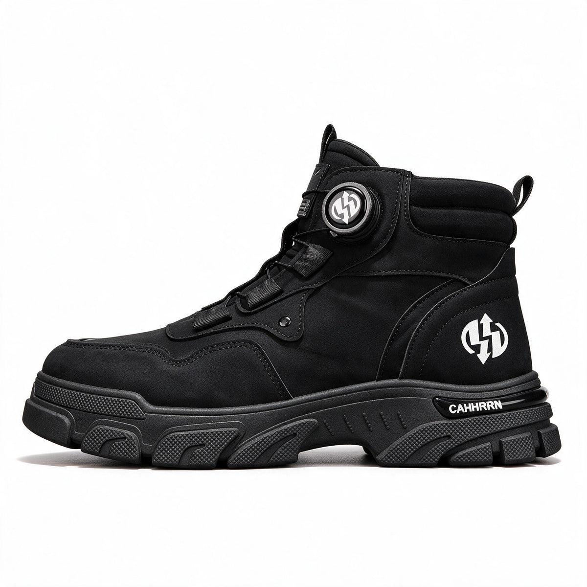 Torque dial-lace work boot in Black, side view
