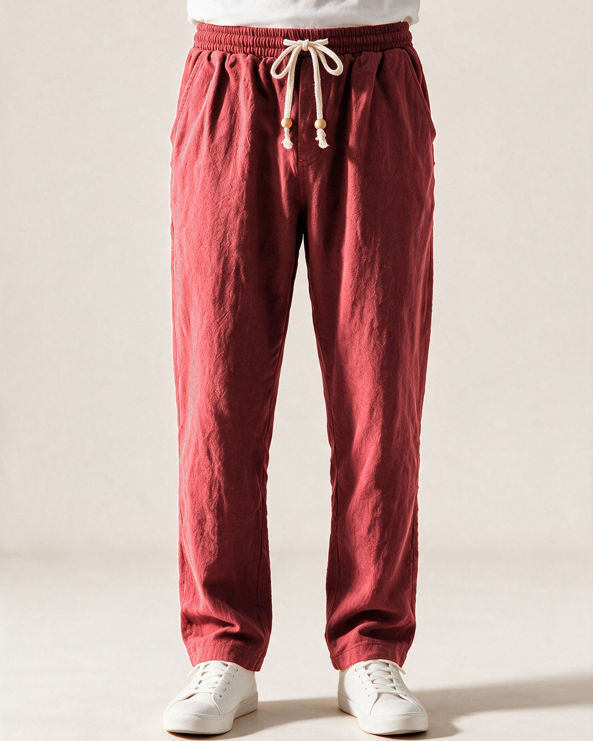 Whitby drawstring trousers in Red, front view